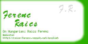 ferenc raics business card